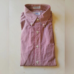NWT - MEN'S‎ LARAN HOUSTON BURGANDY STRIPED LONG SLEEVE SHIRT (sz 16-34)
